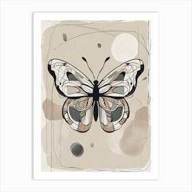 Boho Minimalist Butterfly Sketch v3 Art Print