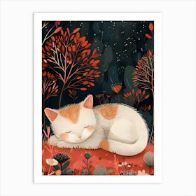 Cat Sleeping In The Forest Art Print