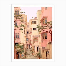 Beirut Lebanon 1 Vintage Pink Travel Illustration Art Print