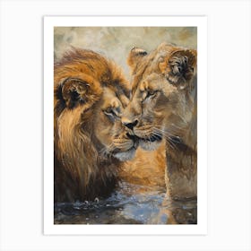 Barbary Lion Acrylic Painting 7 Art Print