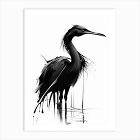 Black Heron Impressionistic 3 Art Print