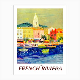 The French Riviera, Watercolored Travel Poster Art Print