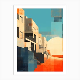 Hayle Towans Beach Cornwall Abstract Orange Hues 4 Art Print