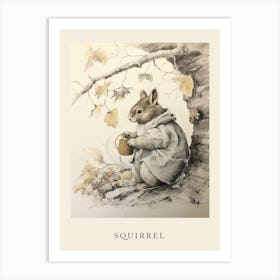 Beatrix Potter Inspired  Animal Watercolour Squirrel 1 Art Print