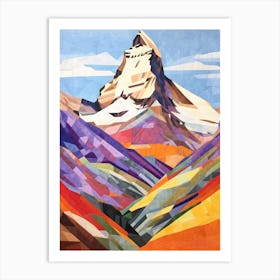 Matterhorn Italy And Switzerland 2 Colourful Mountain Illustration Art Print