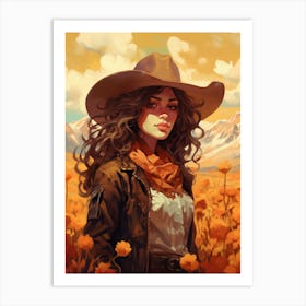 Wanderlust Cowgirl Illustration 1 Art Print