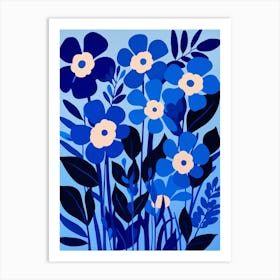 Blue Flower Illustration Forget Me Not 3 Art Print