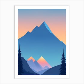 Misty Mountains Vertical Composition In Blue Tone 203 Art Print