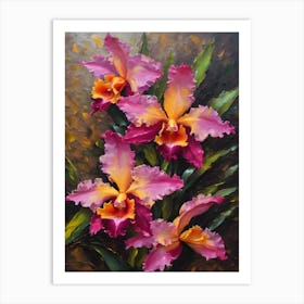 Cattleya Orchids Oil Painting 2 Art Print