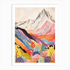 Mount Russell United States 2 Colourful Mountain Illustration Art Print