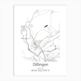 Dillingen,Germany Minimalist Map Art Print