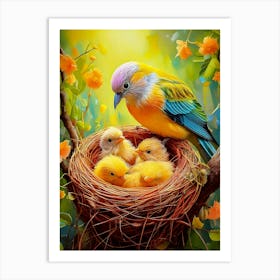 Bird Feeding Chicks 1 Art Print