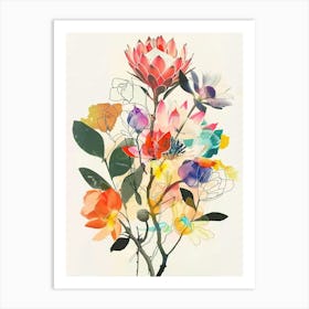 Protea 1 Collage Flower Bouquet Art Print