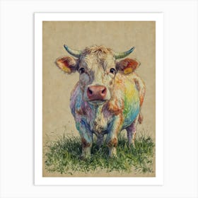 Colorful Cow Art Print