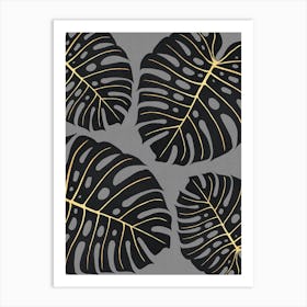 Black and gold leaves 2 Art Print