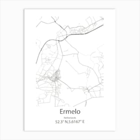 Ermelo,Netherlands Minimalist Map Art Print