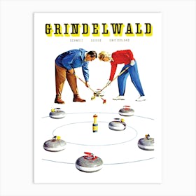 Grindelwald, Switzerland, Curling On Ice Art Print