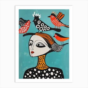 Birds On The Head Art Print