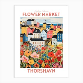 Thorshavn Red Flower Market Floral Art Print Travel Print Plant Art Modern Style Art Print