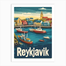 Aihrgdesign A Classic 1960s Travel Poster For Reykjavik 2 Art Print