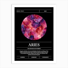 Ruby Crystal Gem, Aries Zodiac Sign Art Print