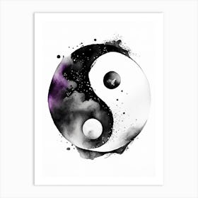 Black And White 1 Yin and Yang Watercolour Art Print