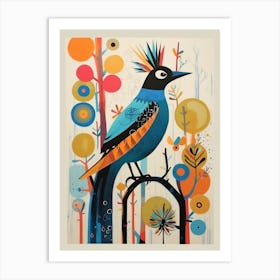 Colourful Scandi Bird Roadrunner 2 Art Print