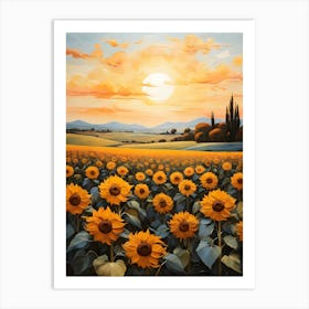 Sunflowers At Sunset Art Print