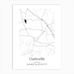 Clarksville,United States Minimalist Map 1 Art Print