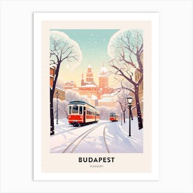 Vintage Winter Travel Poster Budapest Hungary 1 Art Print