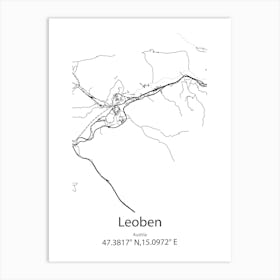 Leoben,Austria Minimalist Map Art Print