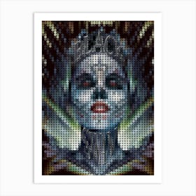 Black Swan In A Pixel Dots Art Style Art Print