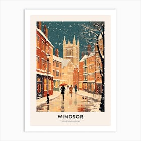 Winter Night  Travel Poster Windsor United Kingdom 1 Art Print