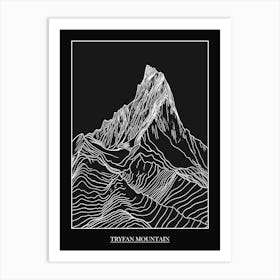 Tryfan Mountain Line Drawing 2 Poster Art Print