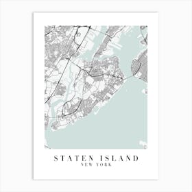 Staten Island New York Street Map Minimal Color Art Print