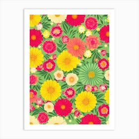 Laurel Repeat Retro Flower Art Print
