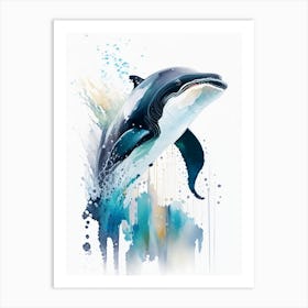 Southern Resident Killer Whale Storybook Watercolour  (2) Art Print