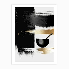 Black And Gold Brush Strokes 3 Art Print