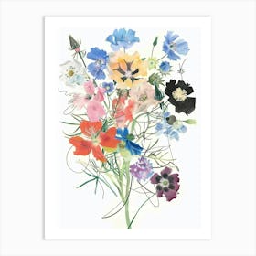 Nigella 3 Collage Flower Bouquet Art Print