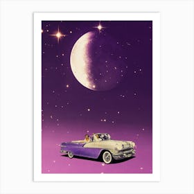 Car In The Moonlight Art Print