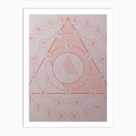 Geometric Abstract Glyph Circle Array in Tomato Red n.0004 Art Print