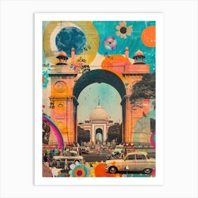 Delhi   Retro Collage Style 2 Art Print