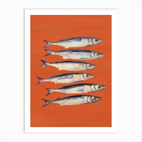 Sardines In Burnt Orange Art Print