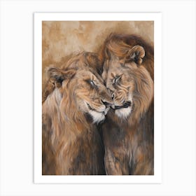 Barbary Lion Rituals Acrylic Painting 4 Art Print