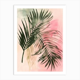 Palm Leaves On A Pink Background Art Print