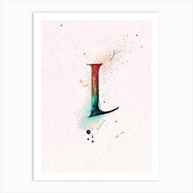 L  Letter, Alphabet Minimalist Watercolour 1 Art Print