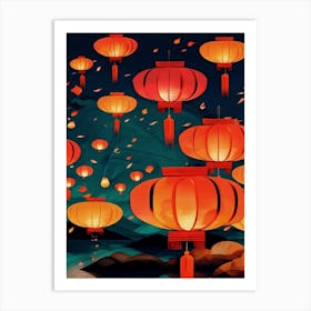 Chinese Lanterns In The Sky 1 Art Print