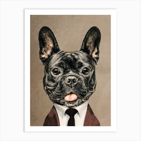 French Bulldog In A Suit Art Print