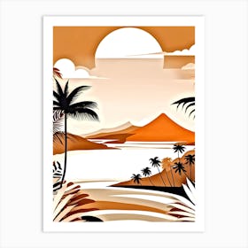 Tropical Landscape With Palm Trees 16 Art Print