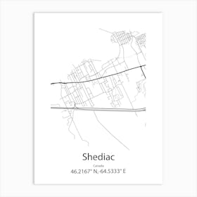 Shediac,Canada Minimalist Map Art Print